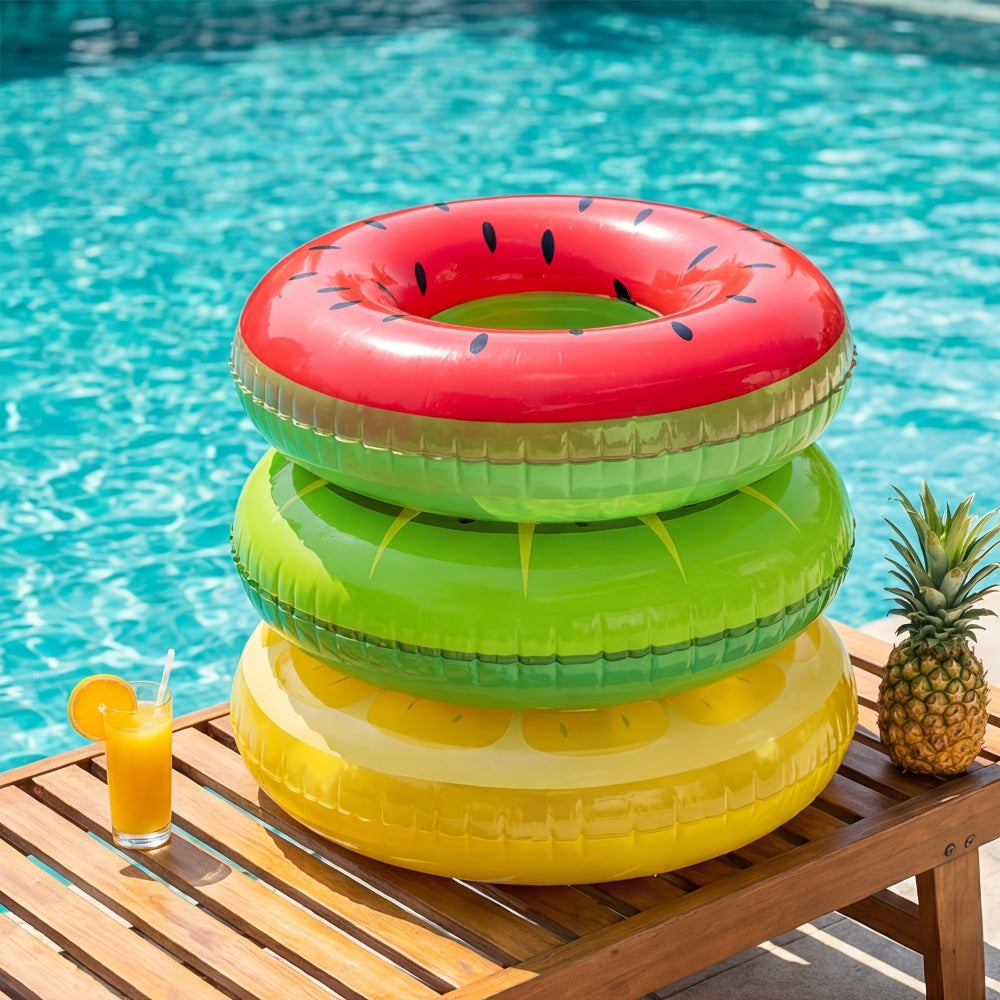 Inflatable Donut Pool Float 3-Pack 32.5 Inch Glitter Swim Ring Set – Strawberry Chocolate Mint Pool Tubes for Summer Pool Party Kids & Adults