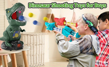 Dinosaur Shooting Game Toy with 12 Bullets Googles And 1 Launcher/ 48 Bullets Googles And 2 Launchers, Movable Dino Shooting Toy with Sound Light And Spray Boys Toys for 3 Ages And Up