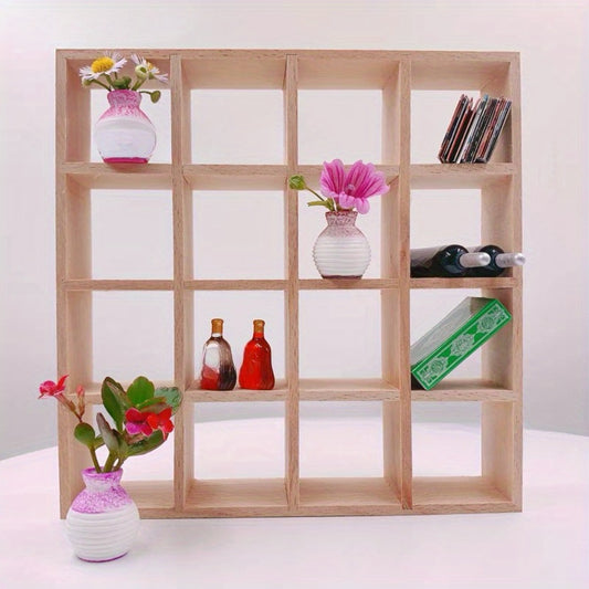 1:12 Scale Dollhouse Miniature Storage Stand, 16-Compartment Display Cabinet, Modern Shelf Organizer for Age 14+