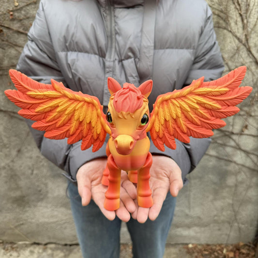 [Festive Gifts] 3D Printed Large-Sized Flying Horses, Random Color, Adorable Animals, Table Ornaments, with Multiple Movable Joints, Are Perfect As Festive Gifts, Birthday Presents, And Surprise Gifts