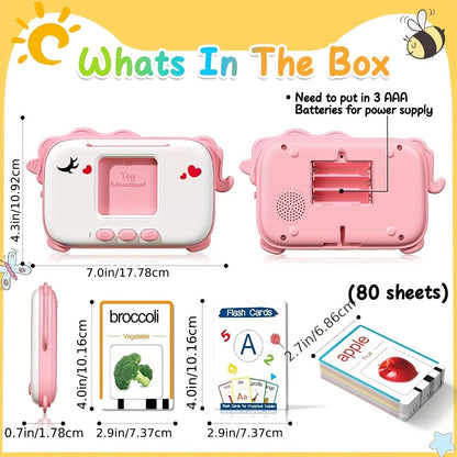 Talking Flashcard Machine for Toddlers 160 Words — Portable Word Card Reader Kids Ages 1-4 Dinosaur Unicorn Style Speech Vocabulary Learning Toy Gift Boys Girls