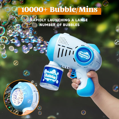 SYNCFUN 2 Packs Bubble Guns with 4 Bottles Solution, 10 Holes Light Up Automatic Bubble Machine Gun for Kids, Adults, Summer Toys, Easter Basket Stuffers, Birthday Gift, Party Favors