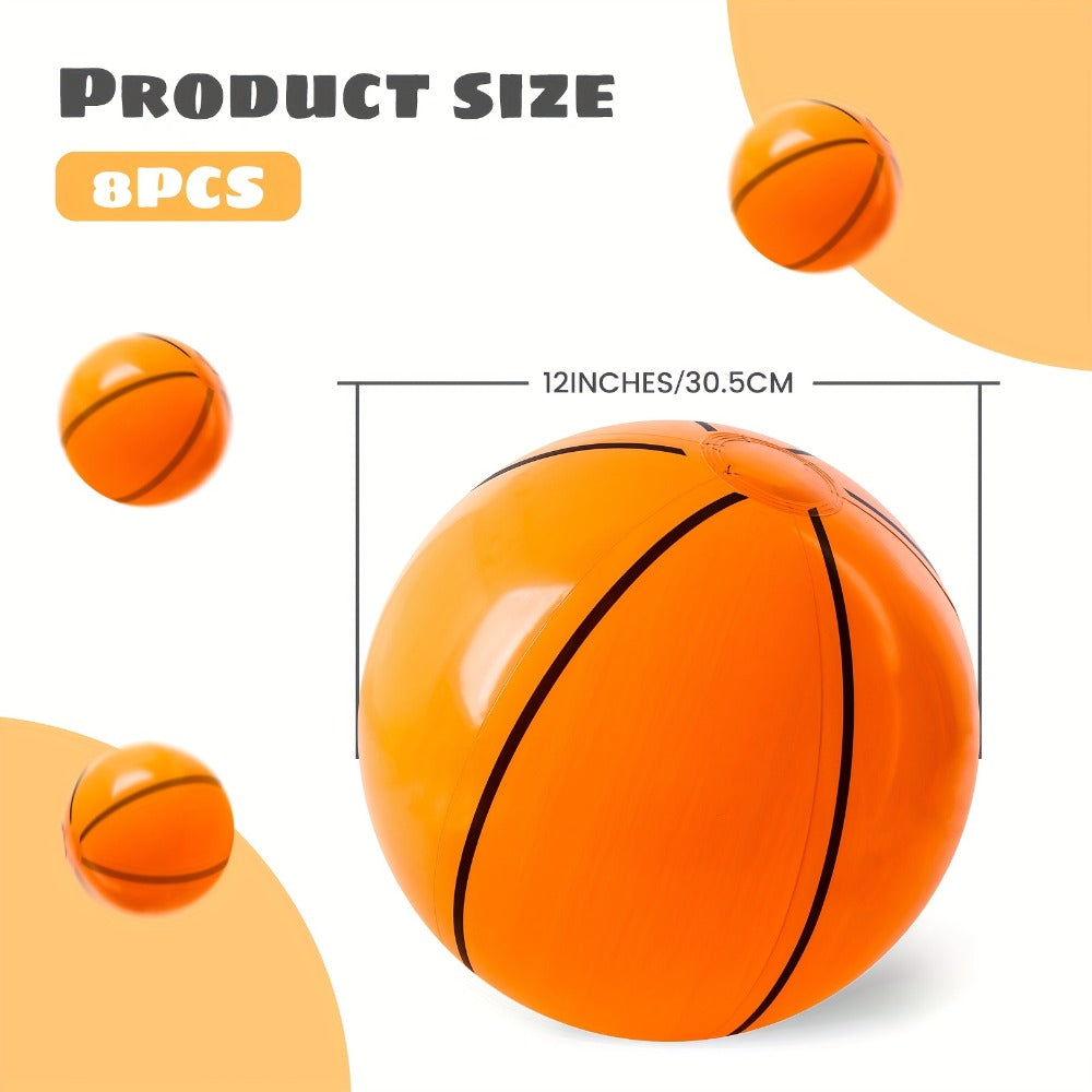 Inflatable Basketball Beach Ball 8 Pack 12 Inch for Birthday Party Decorations Pool Favors Goodie Bag Stuffers – Sports Theme Party Supplies for Kids, Father’s Day Game Night Poolside Fun Bulk Balloon Balls