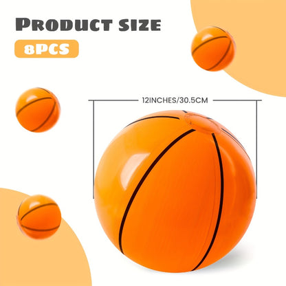 Inflatable Basketball Beach Ball 8 Pack 12 Inch for Birthday Party Decorations Pool Favors Goodie Bag Stuffers – Sports Theme Party Supplies for Kids, Father’s Day Game Night Poolside Fun Bulk Balloon Balls