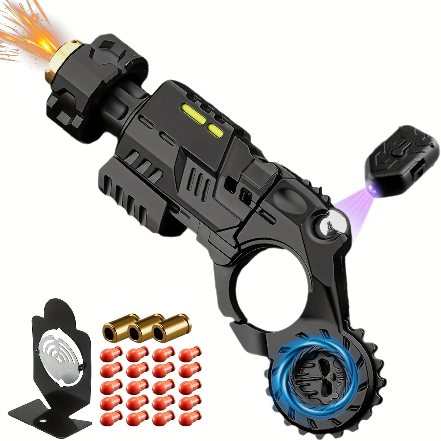 Metal Fidget Gun for Adults, with Reusable Shells*3/Bullets*20, Alloy Material Decompression EDC Fidget Spinner, Cool Relax Spinner Ring for Finger, Best Steel Mini Toy Gift for Men