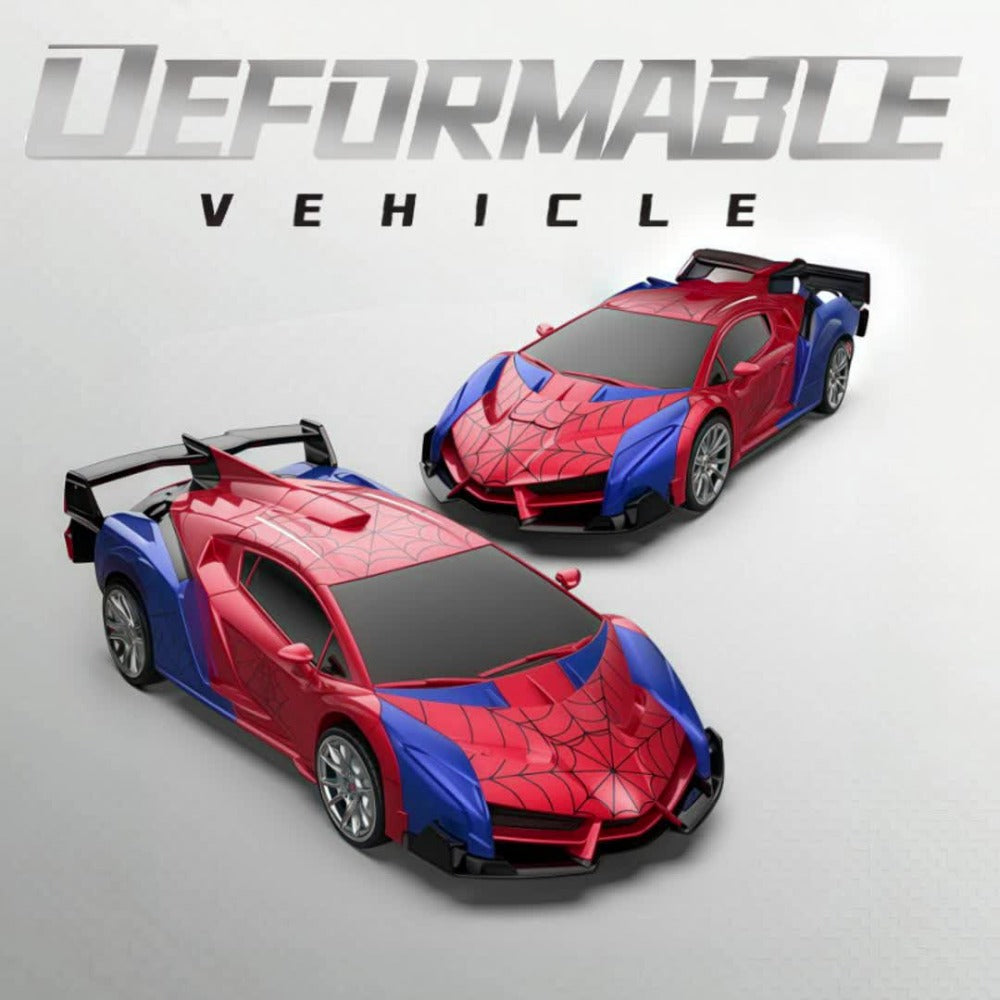 Spider Transformer RC Car for Kids – 1:18 Scale One-Button Transform Robot Toy Car with LED Headlights, 2.4GHz 360° Rotation Drift, Police Car Racing, Birthday Christmas Gift for Boys & Girls Ages 3+