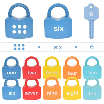 Children's Learning Toys, 10 Sets of Children's Number Locks and Key Counting Toys, Suitable for 3-5 Year Old Preschoolers, Preschool Activity Toy Games, Kindergarten Classroom Essential Math Toys, Educational Birthday and Christmas Gifts