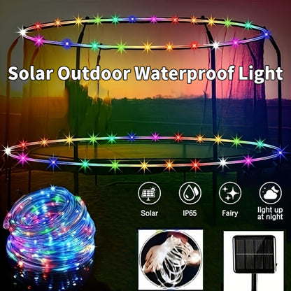 Solar LED Trampoline Lights for Kids & Adults – 50/100 LEDs Colorful Rope Lights, 8 Modes, IP65 Waterproof, Fits 8-16 Ft Trampolines, Outdoor Safety Glow Light