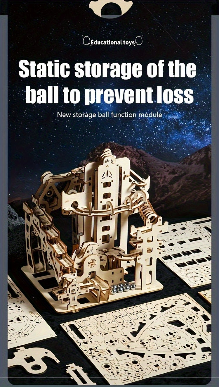 3D Puzzle For Adults, Wooden Ball Track, STEM Project, Two Sets Of Expansion For Male And Female Home Decoration Enthusiasts, High-difficulty Wooden Building Model Holiday Gift Birthday Gift