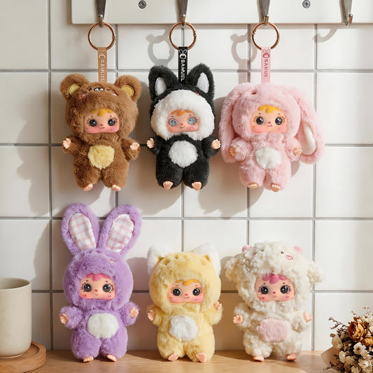 Samuel Cute Pet Series Plush Healing Doll, Cute Rabbit, Bear, Mianyang Shaped, Comes with Hanging Accessories And Birthday Gifts, Style Random 1pc