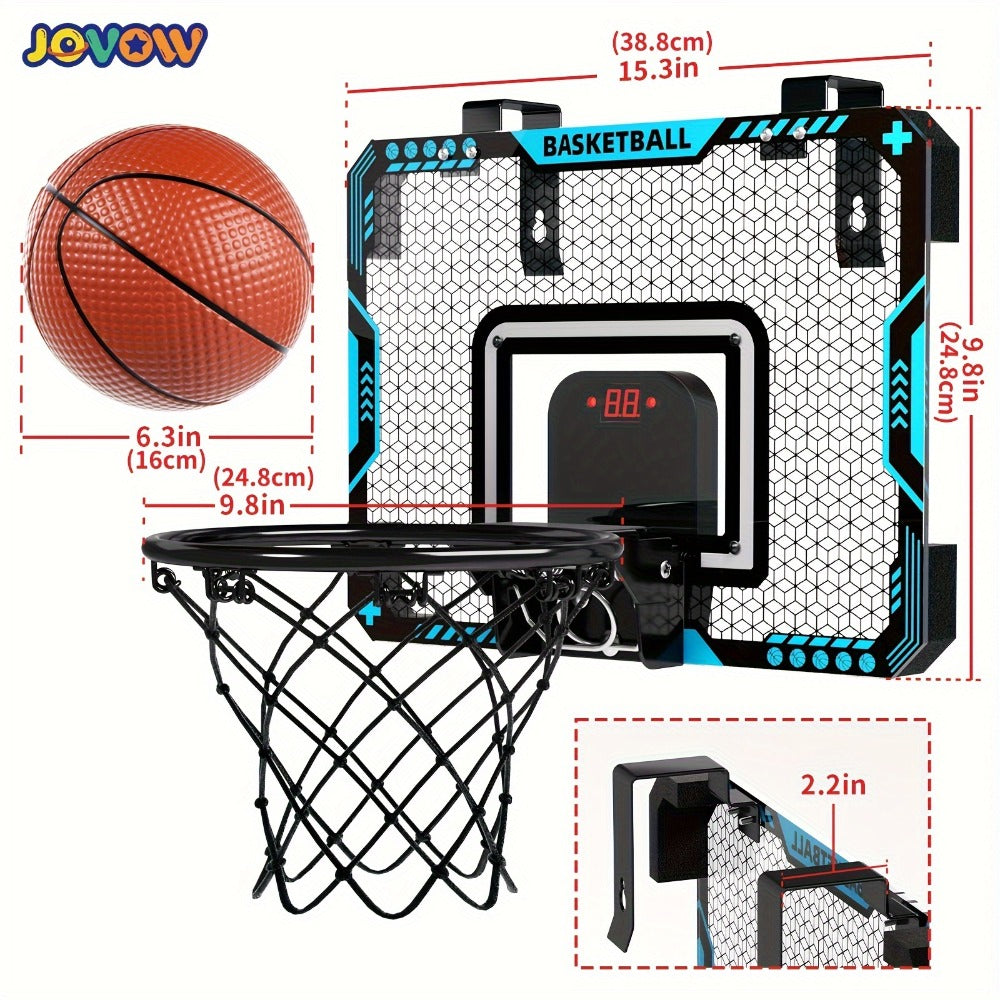 Door Basketball Hoop Set for Kids & Adults – Indoor Outdoor Mini Basketball Stand with LED Lights, Electronic Scoreboard & 4 Basketballs, Perfect Birthday & Christmas Gift for Boys and Girls