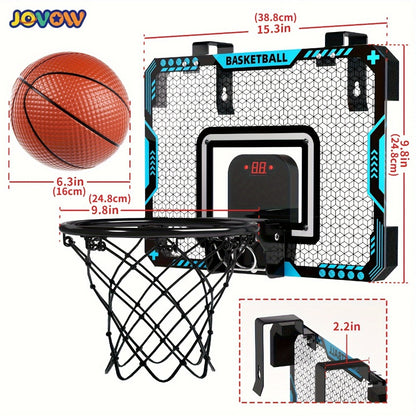 Door Basketball Hoop Set for Kids & Adults – Indoor Outdoor Mini Basketball Stand with LED Lights, Electronic Scoreboard & 4 Basketballs, Perfect Birthday & Christmas Gift for Boys and Girls