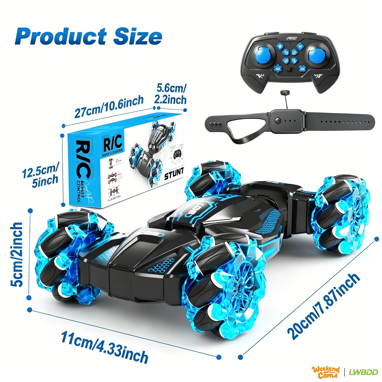 [Ideal Gift] 2026 New RC Stunt Car (Dual Remote Control), 1:24 Scale, 8WD, 2.4 GHz, 28 Km/h, Crash-Resistant Race Car, Features All-Terrain Tires And LED Lights, Perfect Day Gift For Boys And Girls, Crash-Resistant Car, Sporty Design, Durable Plastic