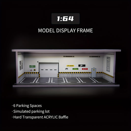 [Father's Day Gift] 1:64 Diecast Car Display Case For Collectors, Father's Day Gift For Husband, LED Lighted Garage Diorama With Clear Acrylic Cover, Dustproof Expandable Showcase For 6 Model Cars, Fits 1/64 Diecast Models