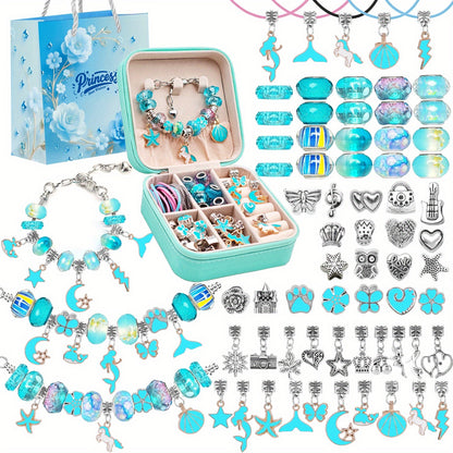 Pink Gifts for Girls - Pink Bracelet Making Set (with A Pink Portable Jewelry Box),Unicorn/Mermaid Crafts, Jewelry Making Crafts for Girls Aged 18+, Birthday Christmas Jewelry Gifts, Christmas Day, CNY, Graduation Gifts, Handmade Jewelry