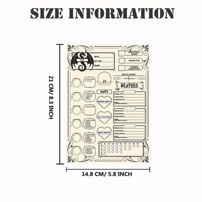 DnD 5e Character Sheet Set with Spell Tracker – A5 Player Journal for Dungeons & Dragons Campaigns, 10 Sets x 6 Unique Pages (60 Pages Total), Complete RPG Role Playing Game Accessory & Gift for Players & DMs