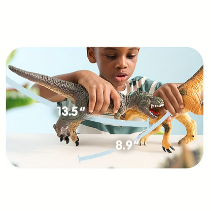 6pcs Large Dinosaur Figures with Educational Book, Jumbo Soft Dinosaur Toys for Toddlers 1+Years Old, Realistic Dinosaur Playset for Kids, Perfect Gift for Boys & Girls, for Christmas Party And Christmas Toys