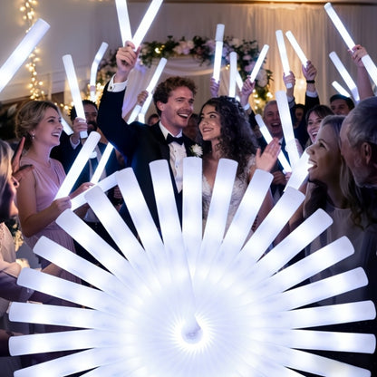 Glow Sticks Bulk Pack – White Foam Flashing Light Sticks for Party, Concert, Wedding, Halloween, Christmas, Festival, Carnival & Outdoor Camping (38, 60 or 120 Count)