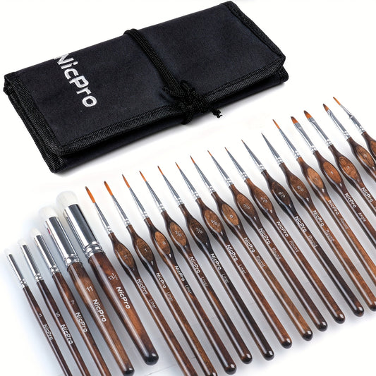 [Miniature Paint Brush Set] Miniature Paint Brush Set - Dry Brush for Acrylic, Oil, Watercolor | Detail Paint Brush with Cloth Roll for Model, Miniature Painting, Paint By Numbers, Craft
