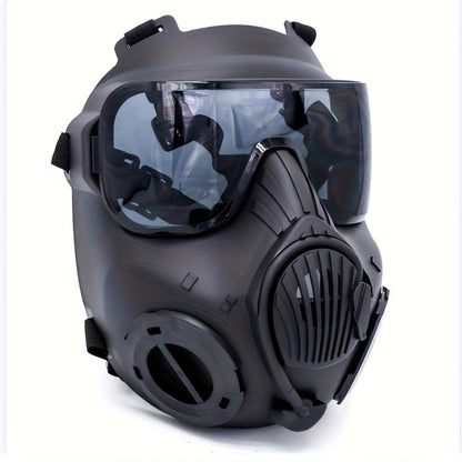 Tactical CS Costume Prop Mask Plastic Airsoft Style – Military Face Mask for Men Halloween Cosplay Role Play CS Simulation Outdoor Camping Movie Stage Props Cool Dress Up Black Tri-Color