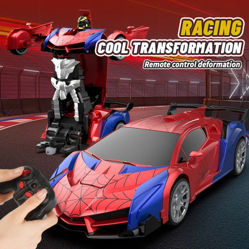 RC Robot Car Toy 1:18 Scale for Kids – One-Button Deformation Remote Control Stunt Car, 360° Rotating Drift, Blue & Red Color Options, Educational Birthday Children's Day Gift for Boys & Girls Ages 3+