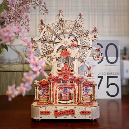 DIY 3D Wooden Puzzle Ferris Wheel Music Box - Handcrafted Model Kit, Intricate Mechanical Design, Includes Gift Box And Assembly Instructions, Educational Toy | Decorative Model | Intricate Craftsmanship, Musical Puzzle, Best for Christmas