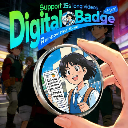 2026 New Electronic Badge with Display, Dynamic Touch, High Frame Rate, 600mAh Battery Life, 6.0 Bluetooth, USB Magnetic Charging, Anime Brooch & Digital Badge Compatible with Anime Fans to Wear On Occasions, Cosplay And Concerts