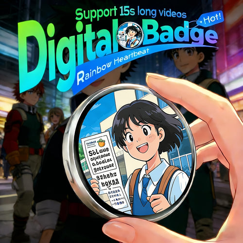 2026 New Electronic Badge with Display, Dynamic Touch, High Frame Rate, 600mAh Battery Life, 6.0 Bluetooth, USB Magnetic Charging, Anime Brooch & Digital Badge Compatible with Anime Fans to Wear On Occasions, Cosplay And Concerts