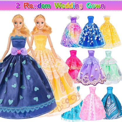 50Pcs Barbie Doll Clothes and Accessories Set for 11.5 Inch Fashion Dolls – Fur Coat Princess Dresses Outfits Shoes Crowns Necklaces Bikini & More, Girls Birthday Christmas Gift Ages 3+ No Doll Included