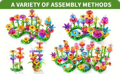 Flower Garden Building Toys for Kids 235 Pieces – STEM Educational Activity Brick Set Creative Floral Construction Toy for Boys & Girls Ages 3+, Best Birthday Easter Christmas Holiday Gift