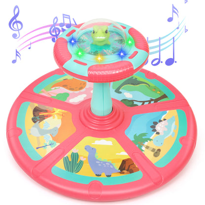 Dinosaur Sit And Spin Toy For Toddlers Girls Ages 18M+, Birthday Gift For Toddler, 360° Spin Seat Indoor Interactive Sensory Toy With Music