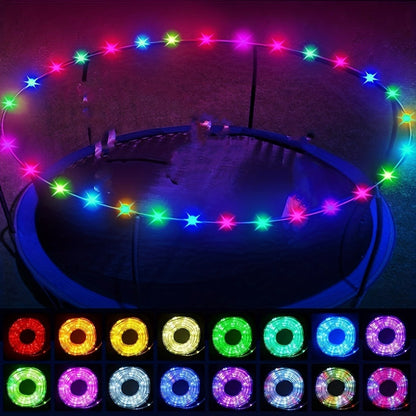 Solar LED Trampoline Lights for Kids & Adults – 50/100 LEDs Colorful Rope Lights, 8 Modes, IP65 Waterproof, Fits 8-16 Ft Trampolines, Outdoor Safety Glow Light