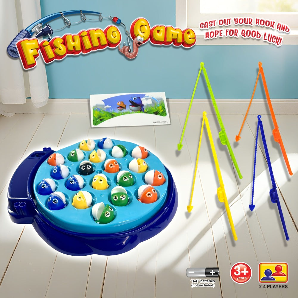 Kids Fishing Game with Rotating Board – 21 Fish & 4 Fishing Rods, Fast-Action Electronic Fishing Toy for Toddlers Ages 3+, Fun 2-4 Player Family Game, Great Birthday Gift