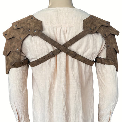 Medieval Retro Warrior Faux Leather Double Shoulder Armor for Halloween COSPLAY Props Men & Adults