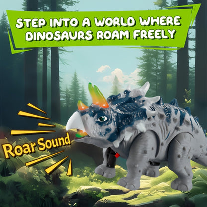 Triceratops Dinosaur Toy That Walks, Lights Up & Roars – Electric Dino Toy for Boys & Girls, Birthday Halloween Christmas Gift, Green / Gray