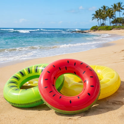 Inflatable Donut Pool Float 3-Pack 32.5 Inch Glitter Swim Ring Set – Strawberry Chocolate Mint Pool Tubes for Summer Pool Party Kids & Adults
