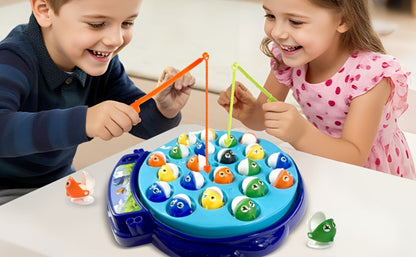 Kids Fishing Game with Rotating Board – 21 Fish & 4 Fishing Rods, Fast-Action Electronic Fishing Toy for Toddlers Ages 3+, Fun 2-4 Player Family Game, Great Birthday Gift
