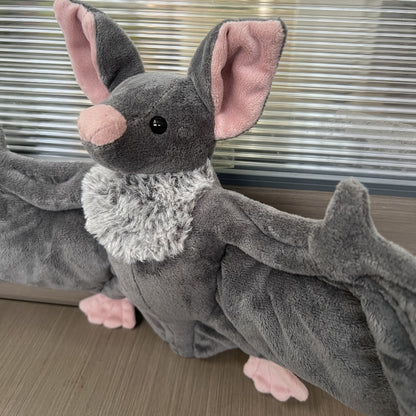 Giant Bat Plush Stuffed Animal 23" Wingspan — Soft Grey Spooky Bat Toy, Halloween Decor for Home Bedroom Car, Cute Creepy Gift for Kids Adults Animal Lovers