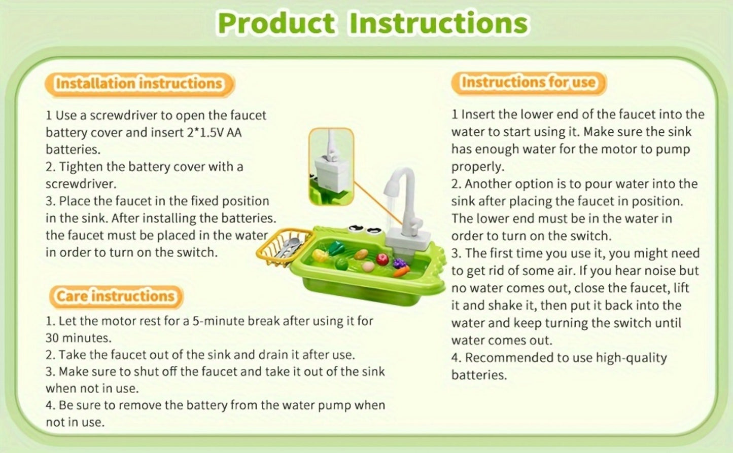 Kids Play Sink Toy with Running Water – Automatic Water Cycle System Pretend Play Dishwasher Kitchen Sink for Toddlers Boys & Girls, Role Play Kitchen Accessory Birthday Gift