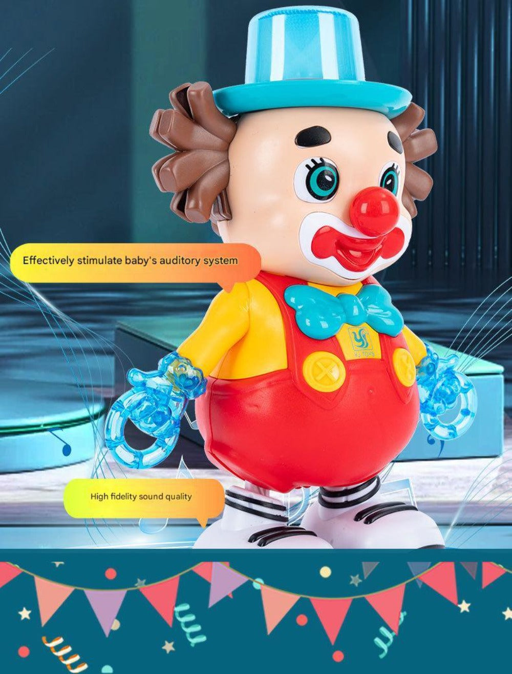 Dancing Clown Toy Doll Light Music Swing Left And right, Toys for Kids girls, Fidget toys, Toys for boys, toy, Christmas Gifts Birthday Gifts for kids, Weird stuff, Halloween Decorations