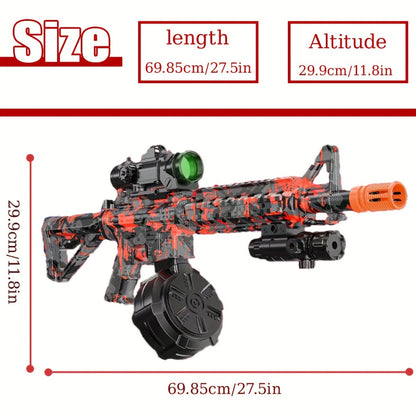 Large Drum Magazine Automatic Dual Mode Foam Blaster – Full Auto & Semi-Auto Outdoor Team Battle Toy Gun for Kids Boys Ages 8+, Christmas Birthday Gift Red