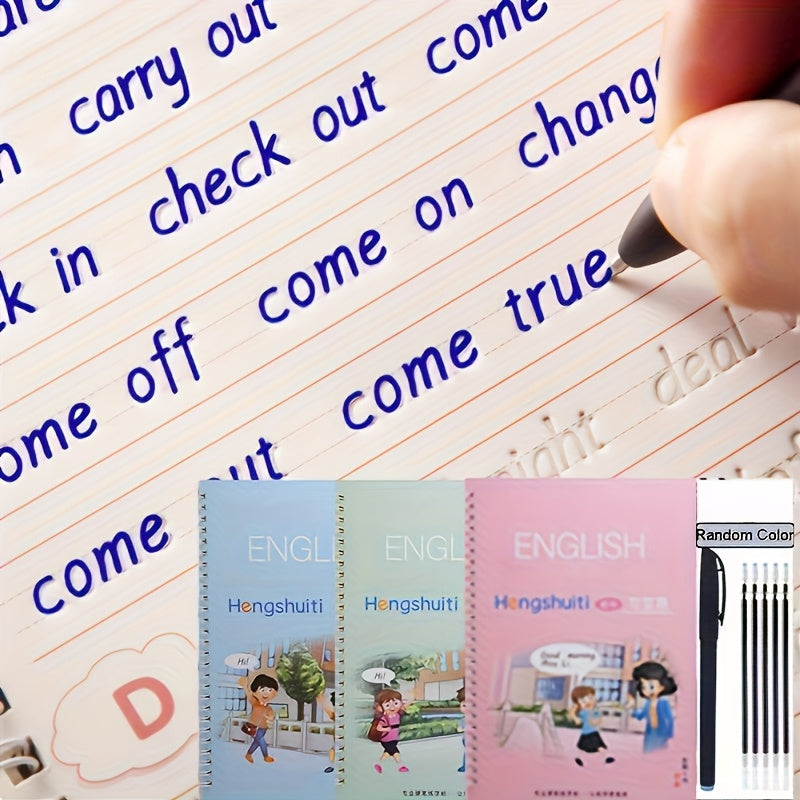 3 Volumes/ Set of English Handwriting Exercise Books, with Accompanying Writing Tools, Reusable English Calligraphy Letters, Halloween Gifts