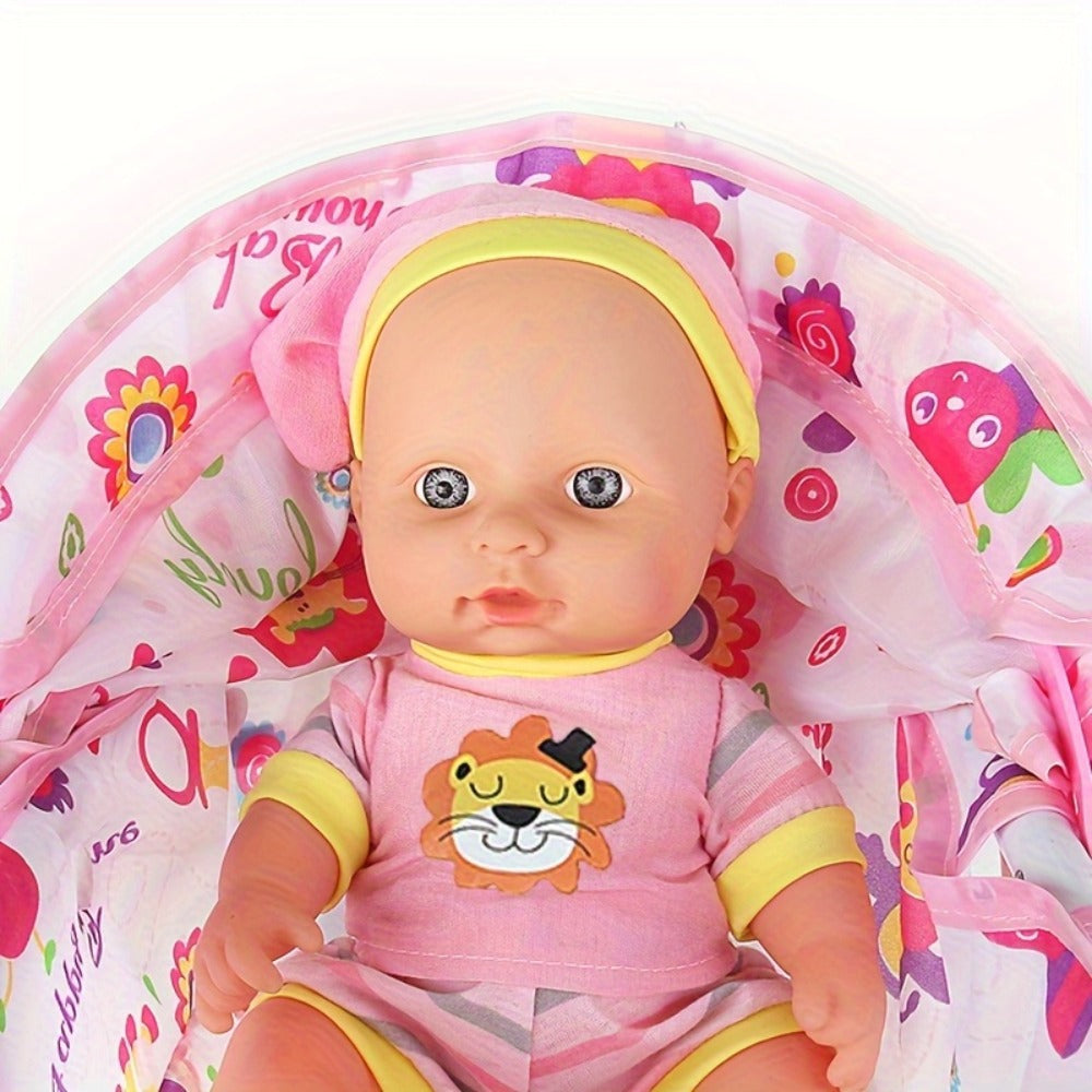 Baby Doll Set with Stroller 12 Realistic 11 Inch Baby Dolls + Doll Accessories – Pink or Purple Doll Car Included, Ultimate Nurturing Play Gift for Girls Kids Ages 3+ Holiday Birthday Christmas