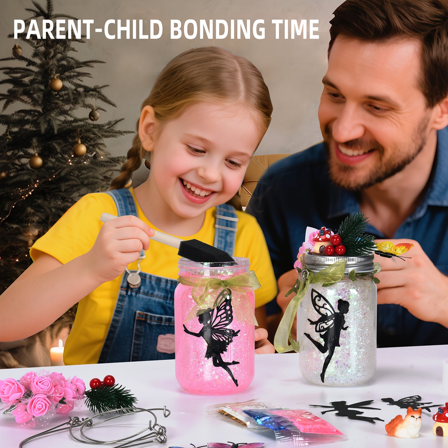 DIY Fairy Lantern Craft Kit, Fairy Night Light, Remote Control Mason Jar Lamp, Arts And Crafts for Girls Ages 6+, Halloween Christmas Birthday Gifts, Party Creative Activities