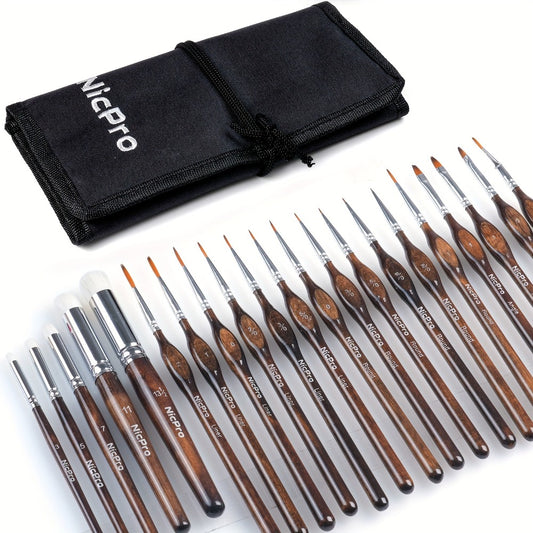 Miniature Paint Brush Set with Cloth Roll Detail Brushes for Acrylic Oil Watercolor Dry Brush for Model Miniature Painting Paint by Numbers Craft Artists