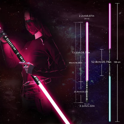 Light Up Dueling Saber 78" with 16 Color Lights & 3 Movie Sounds – 2-in-1 Dark Phantom Sword Single or Double Player – Halloween Cosplay Birthday Christmas Party Gift