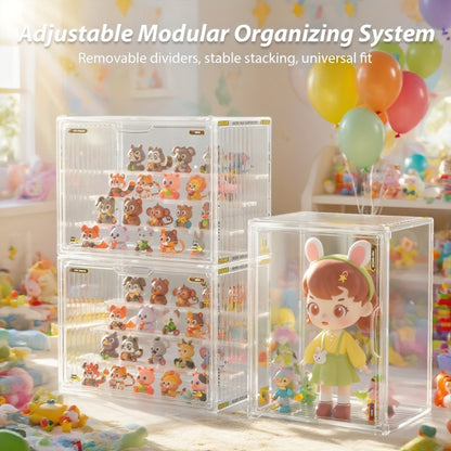 4-Tier Acrylic Figure Display Case with Magnetic Design – Clear Collector Showcase Box for Action Figures Dolls Funko Pop Anime Desktop Organizer