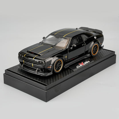 1:32 Scale Dodge Hellcat Die-Cast Metal Car Model with Openable Doors & Display Base – Collector Diecast Vehicle, Desk Decoration, Birthday Christmas Gift for Adults Men