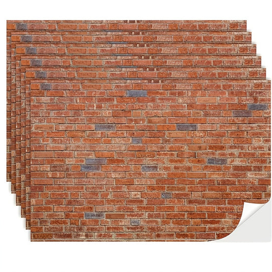 Dollhouse Wallpaper Flooring Peel Stick 12 Sheets Red Clinker Brick Miniature Self-Adhesive Paper for 1:12 Scale Dollhouse DIY Craft Room Box Diorama Decor Gift