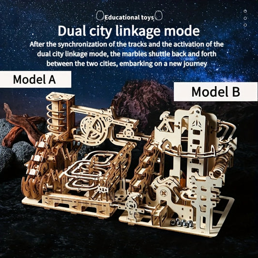 3D Puzzle For Adults, Wooden Ball Track, STEM Project, Two Sets Of Expansion For Male And Female Home Decoration Enthusiasts, High-difficulty Wooden Building Model Holiday Gift Birthday Gift